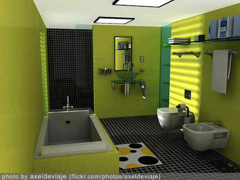 bathroom design interior - green theme