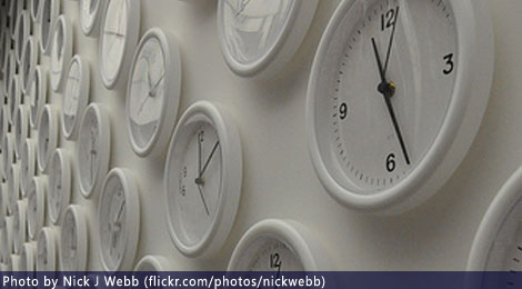Wall clocks - photo by Nick J Webb (flickr.com/photos/nickwebb)