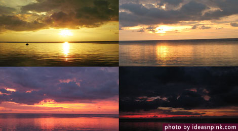 Different colors of sunset at Punta Bulata Beach Resort, Philippines